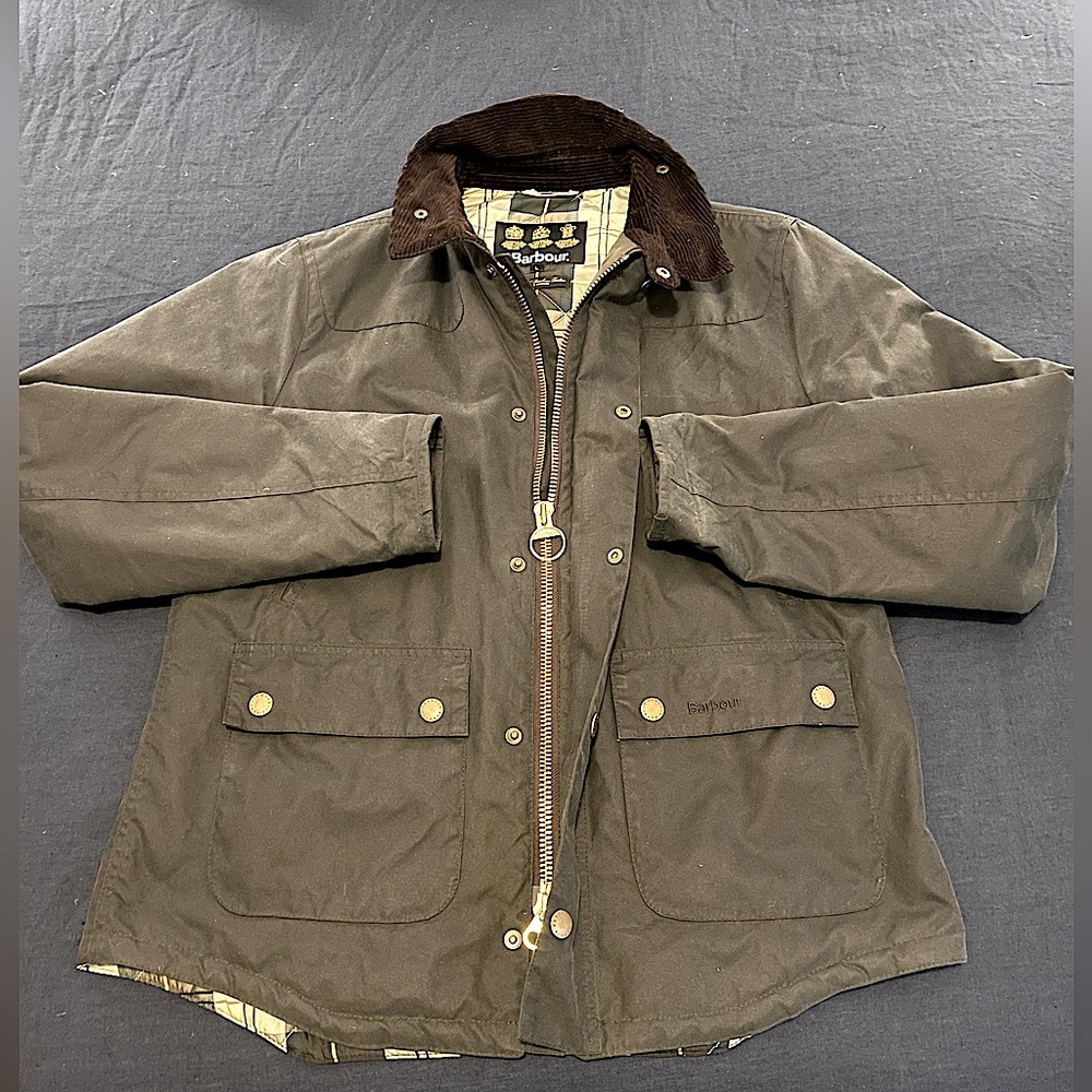 Barbour Reelin Wax-coated Jacket. Size Large.